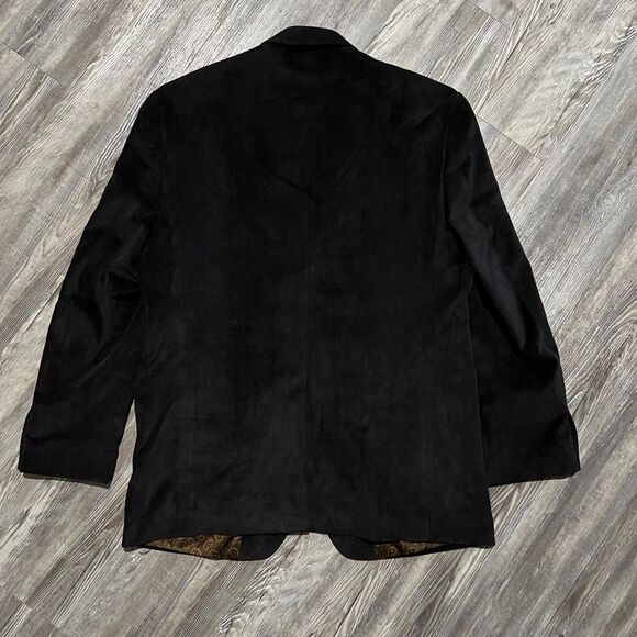 Chaps Black Corduroy Blazer Jacket 42R Paisley Lining Vintage Style - Picture 2 of 7